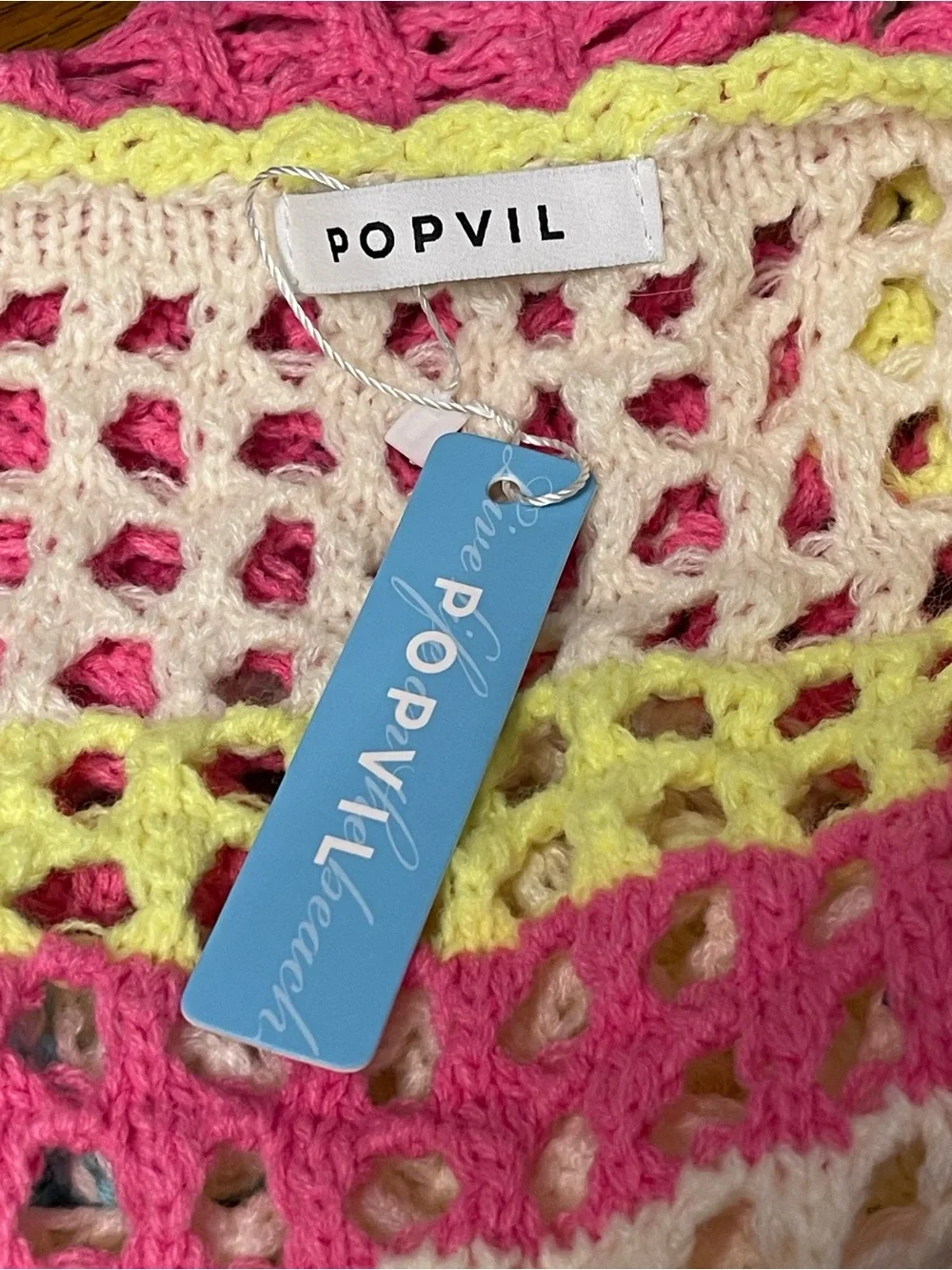 Popvil Color Contrast Patchwork Cover-Ups - Picture 7 of 9